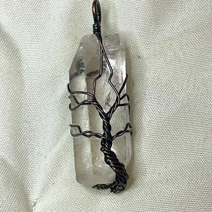 Crystal pendant Antique copper wrapped